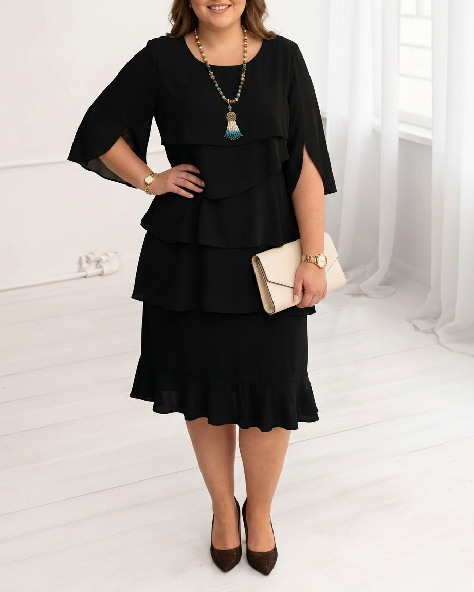 Patricia | Elegant Comfort Ruffle Dress - Plus size model