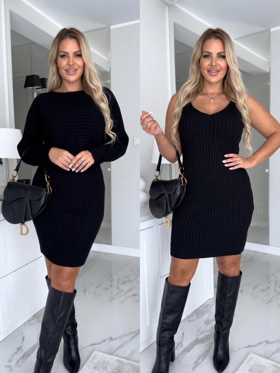 Mia | Ribbed Knit Sweater Dress Set - Plus size model