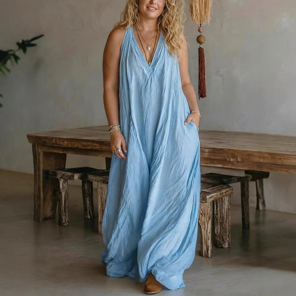 Camille Sleeveless Maxi Dress: Effortless Summer Flow - Plus size model