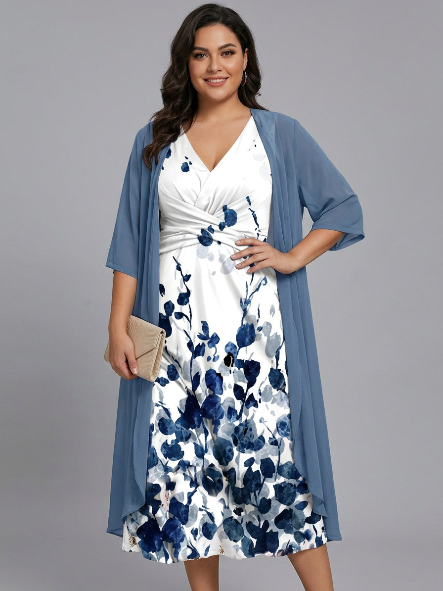 Lucille - Flowy Wrap Dress - Plus size model