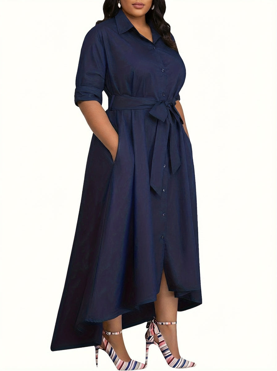 Marianne | Holiday Perfect Button-Front Maxi Dress - Plus size model