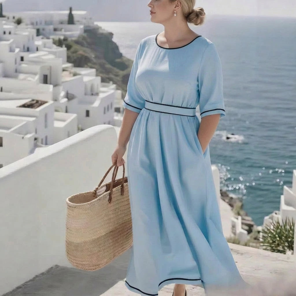 Camila Commuter Maxi Dress: Elegant Everyday Sophistication - Plus size model