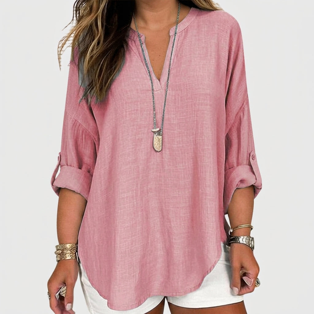 Lenara™ | Flowy Elegant Beach Shirt - Plus size model