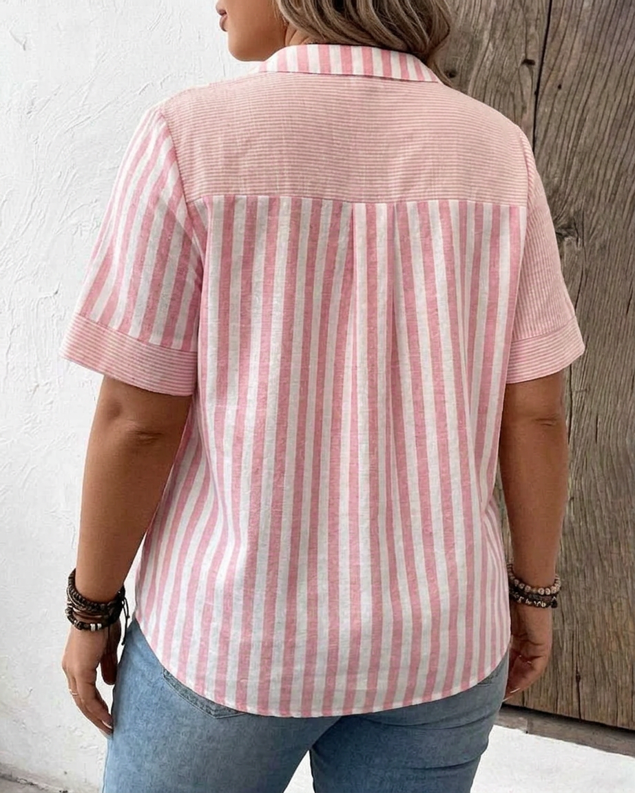Monroe | Soft Striped Blouse - Plus size model