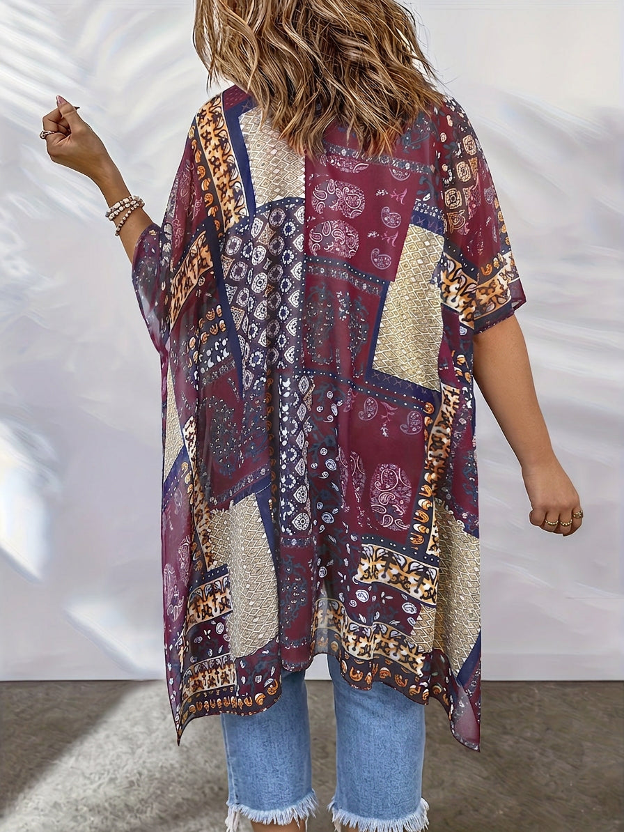 Audrey | Bohemian Long Cardigan - Plus size model