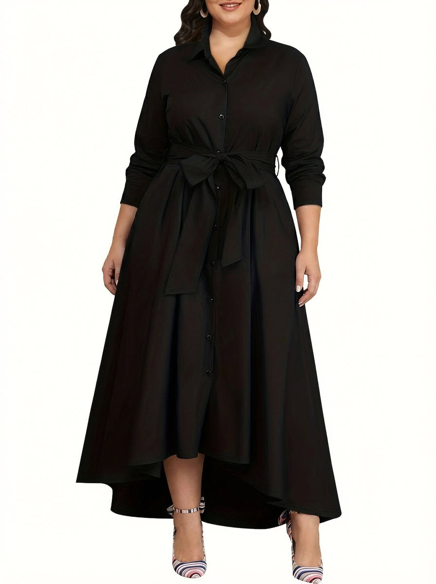 Marianne | Holiday Perfect Button-Front Maxi Dress - Plus size model