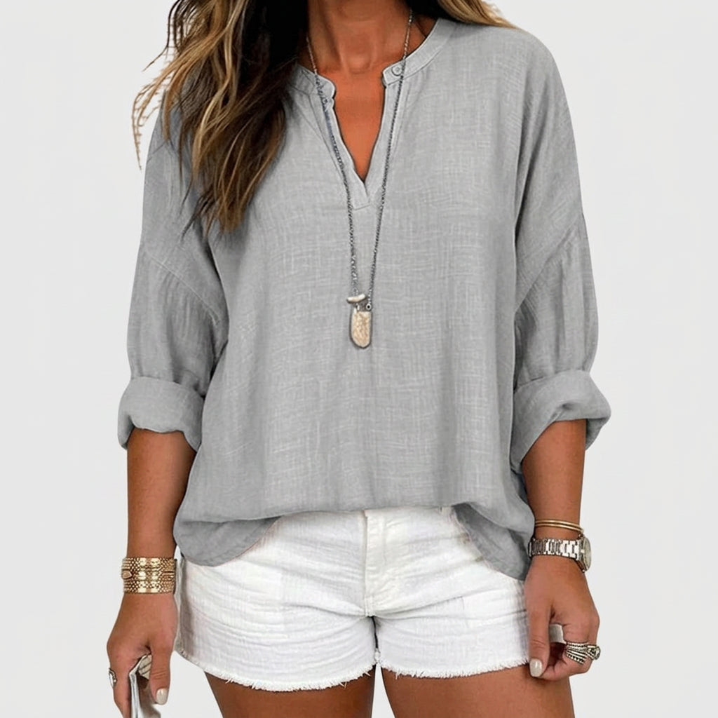 Lenara™ | Flowy Elegant Beach Shirt - Plus size model