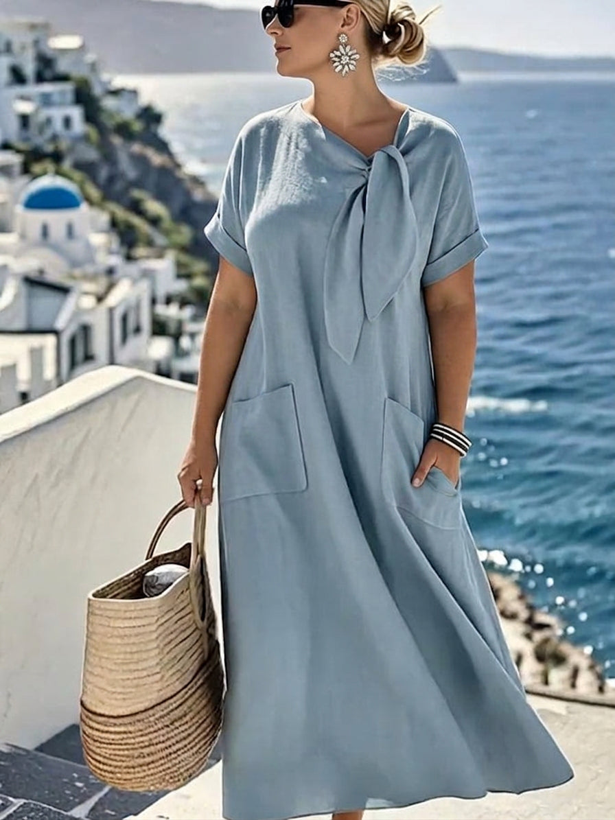 Mireille™ — Flowing Cotton Summer Dress - Plus size model