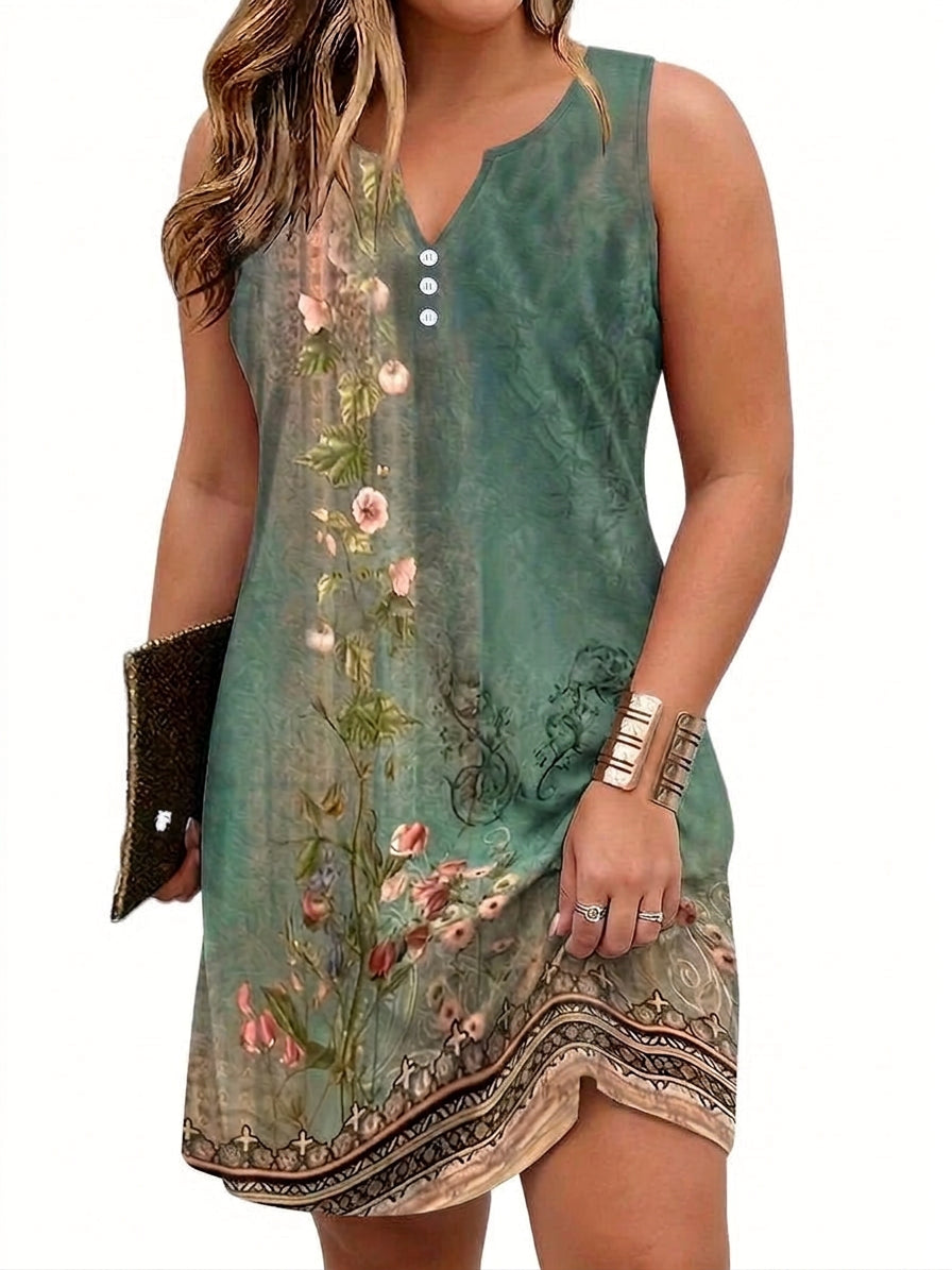 Chloe – Timeless Sleeveless Mini Dress - Plus size model