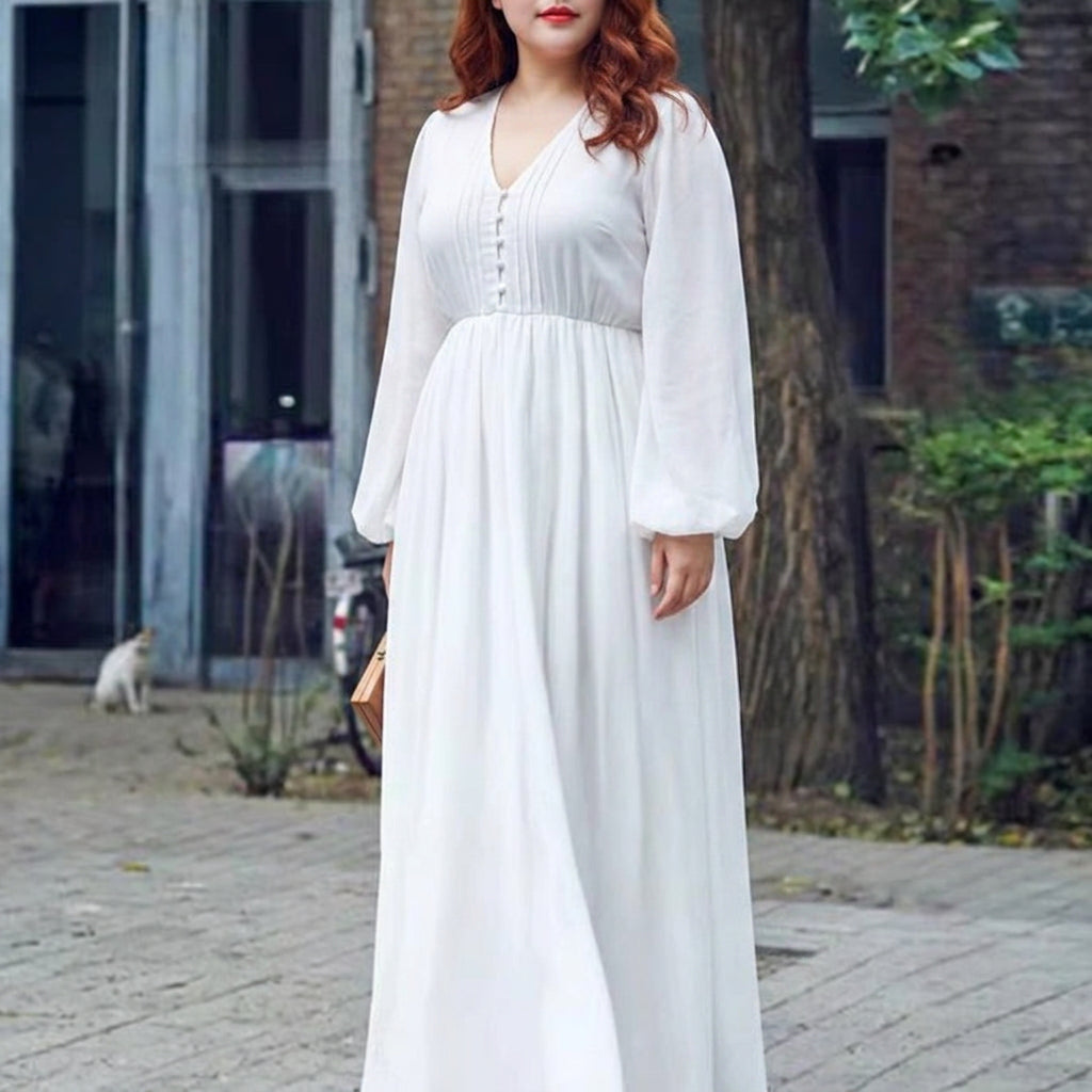 Aurora Chiffon Dress: Effortless Summer Elegance - Plus size model