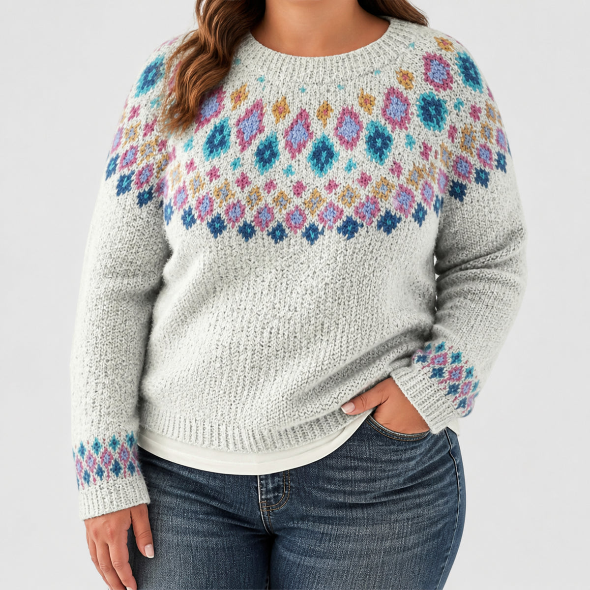 Victoria - Casual & Cozy Sweater - Plus size model