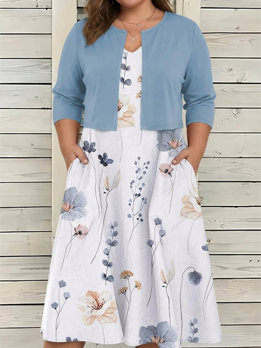 Charlotte -Female Floral Dress Suit - Plus size model