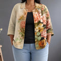 judith | Painterly Floral Relaxed Button-Up Blouse - Plus size model