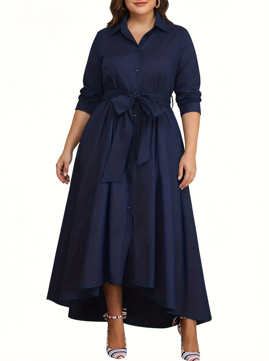 Marianne | Holiday Perfect Button-Front Maxi Dress - Plus size model