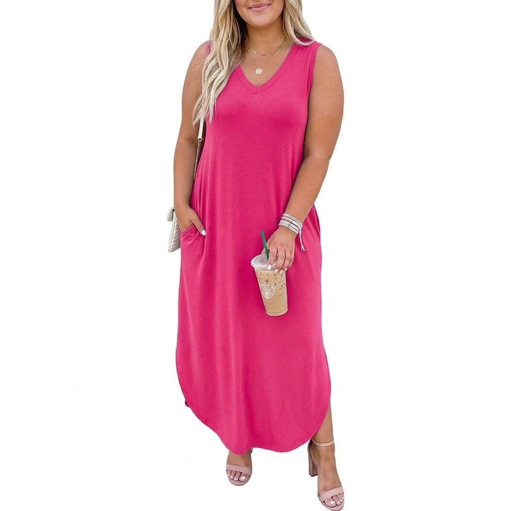 Zahara - Boho Sleeveless Dress - Plus size model