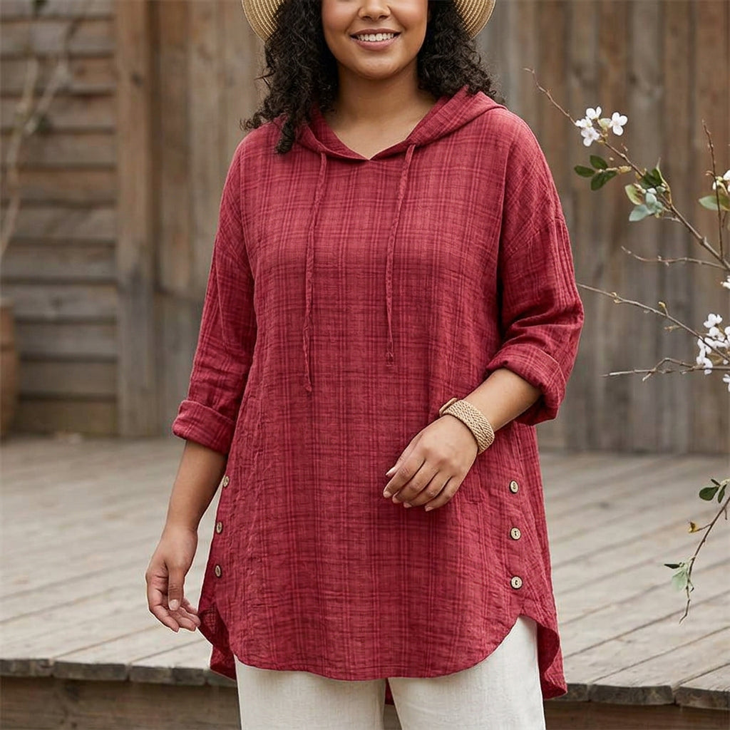 Antoinette Checkered Hoodie: A Cozy Everyday Style - Plus size model