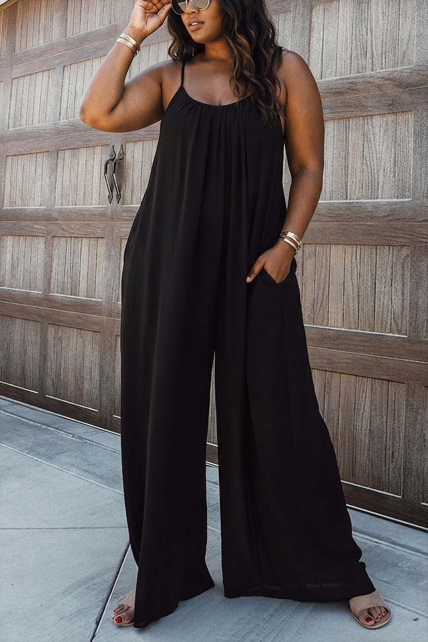 Lane - Classic Silhouette Pocketed Jumpsuit - Plus size model