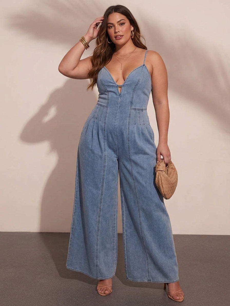 Rebecca Wide-Leg Jumpsuit - Plus size model