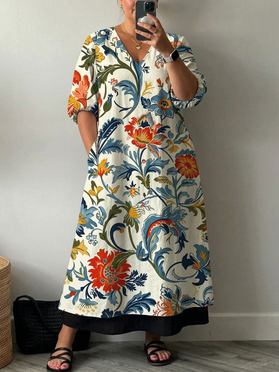 Elegant Printed Dress Carol - Plus size model