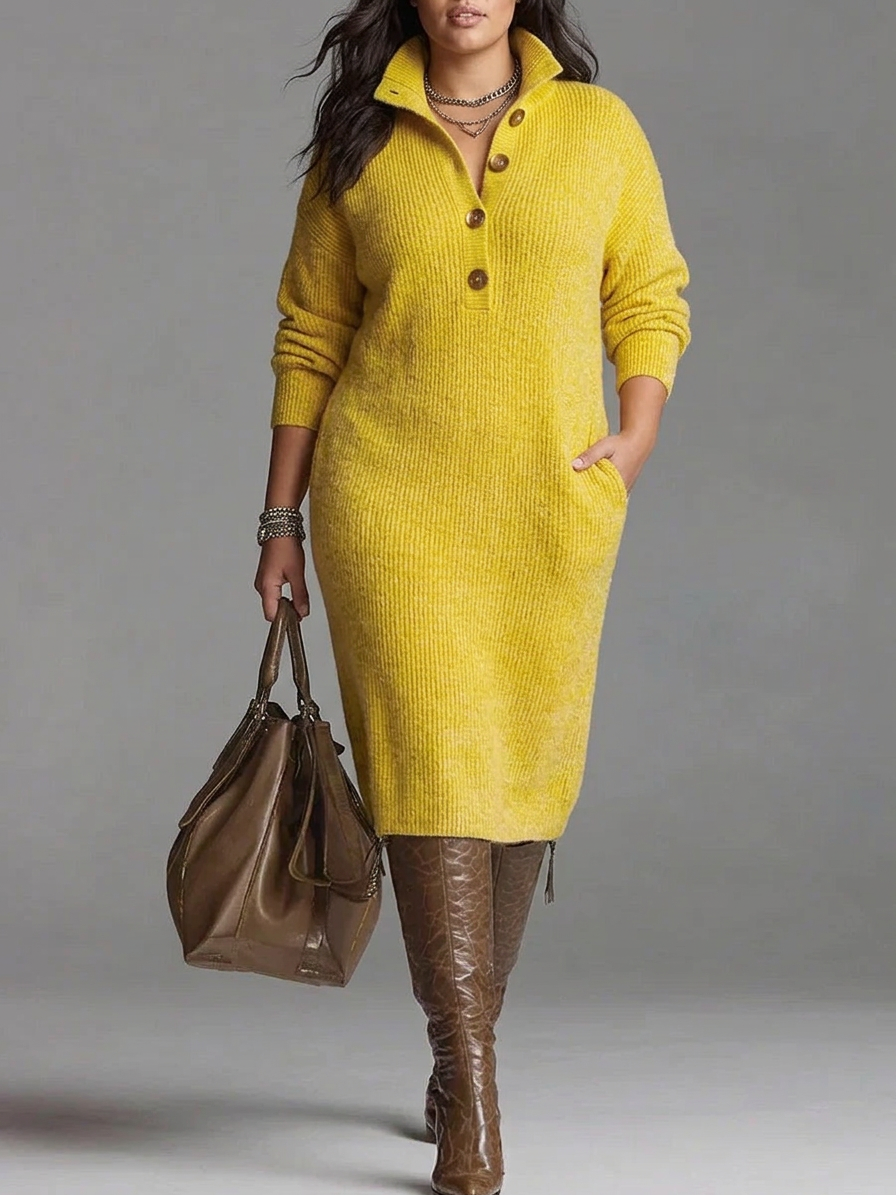 Janice | Elegant Sweater Dress - Plus size model