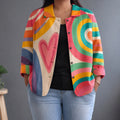 Pamela | Painterly Print Boxy Open Shirt - Plus size model