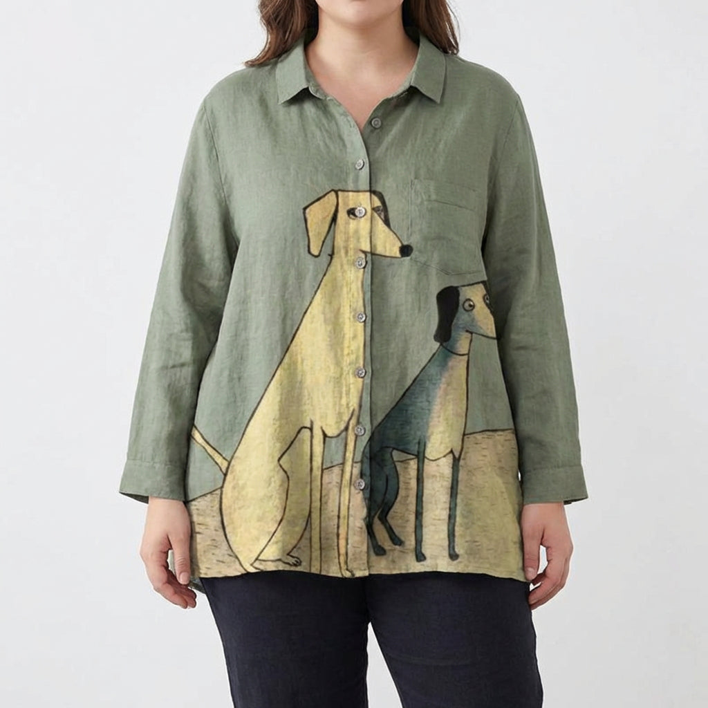 Constance | Elegant Linen Summer Blouse - Plus size model