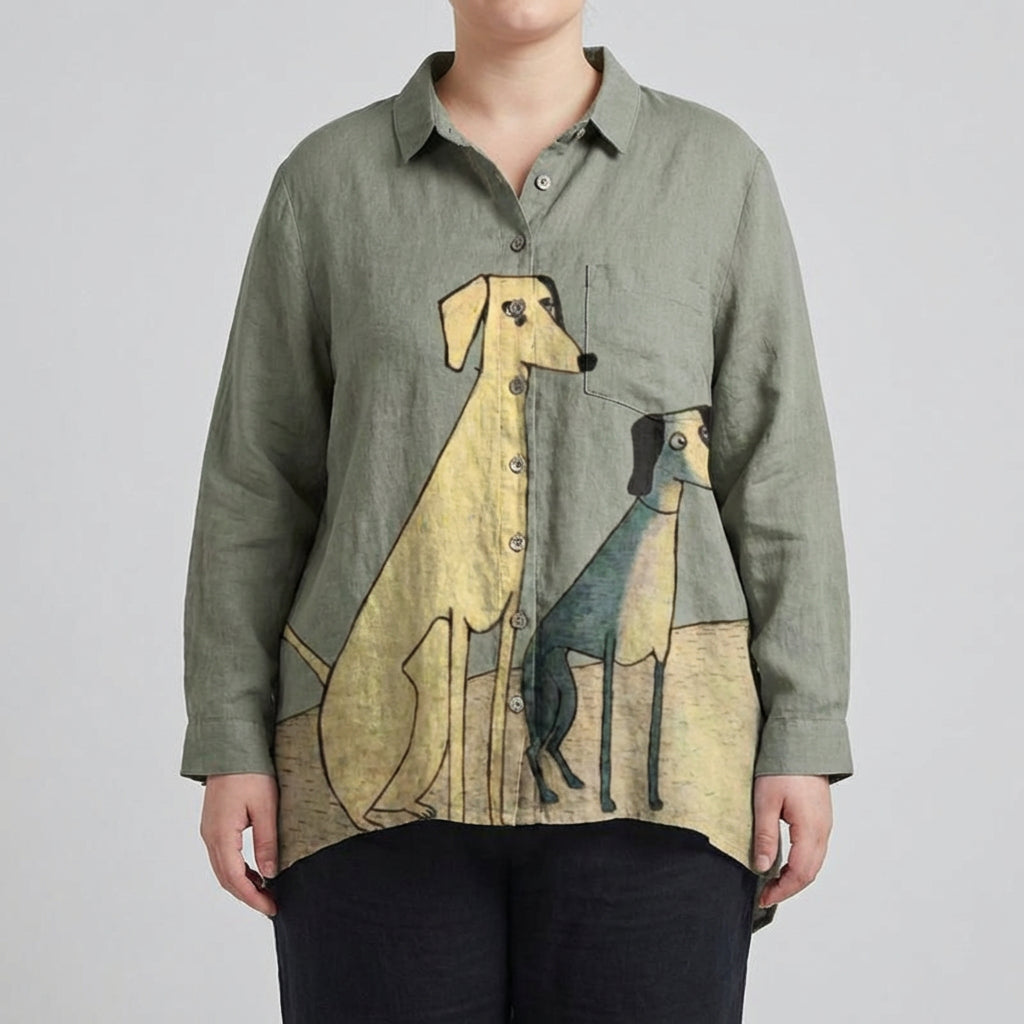 Amélie | Elegant linen summer blouse - Plus size model