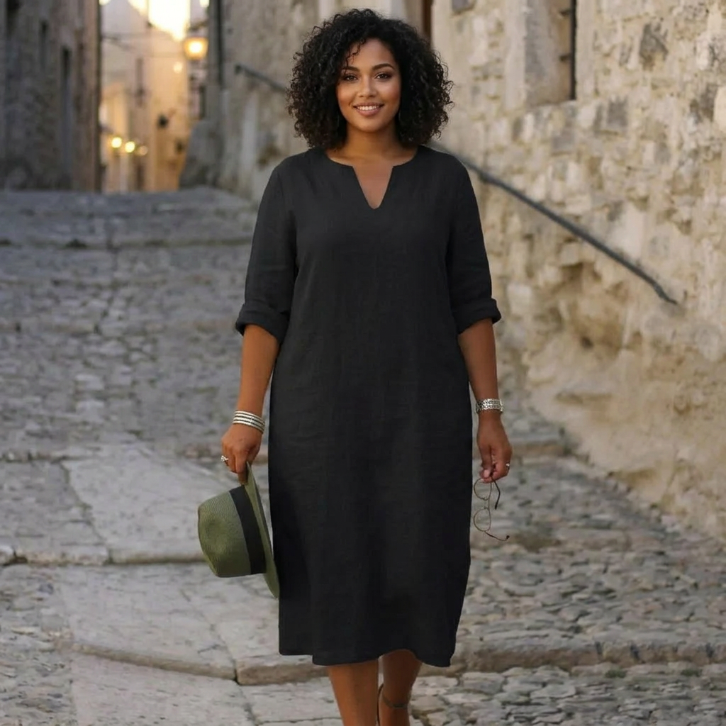 AMELIA | FLATTERING DRESS - Plus size model