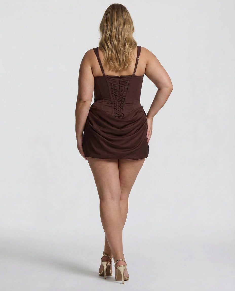 Ryzza - Draped Snatched Mini Dress - Plus size model