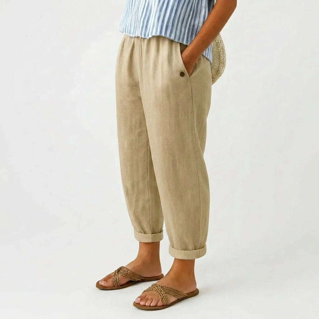 Stella | Timeless Linen-look Trousers - Plus size model