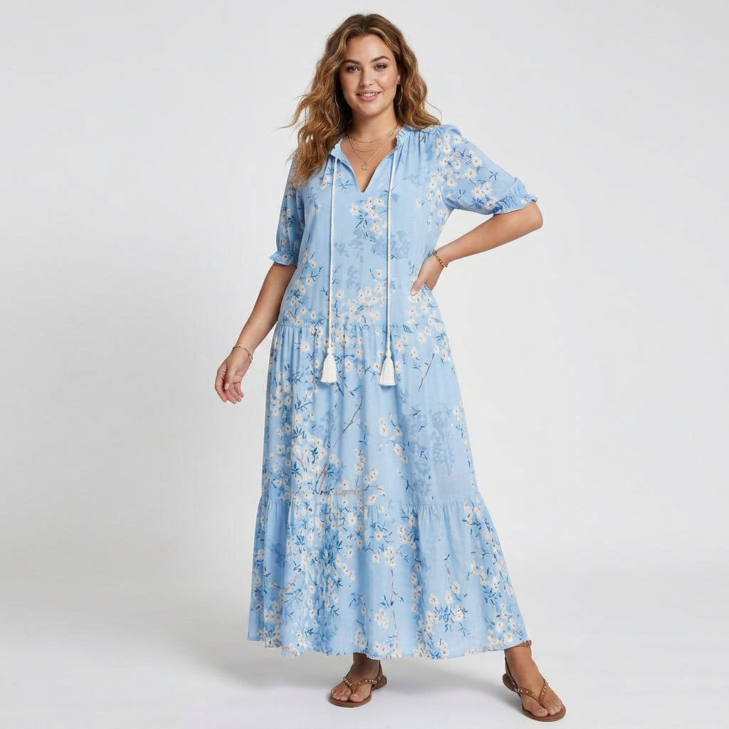 ARIA | Boho Tummy Coverage Dress - Plus size model