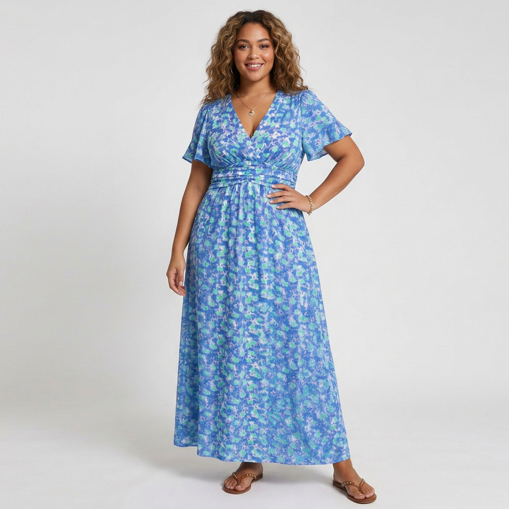Natalie | Flattering Printed Maxi Dress - Plus size model