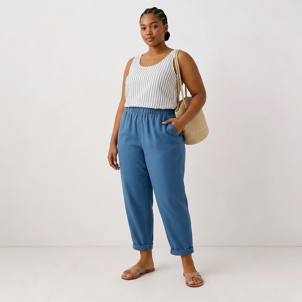Stella | Timeless Linen-look Trousers - Plus size model