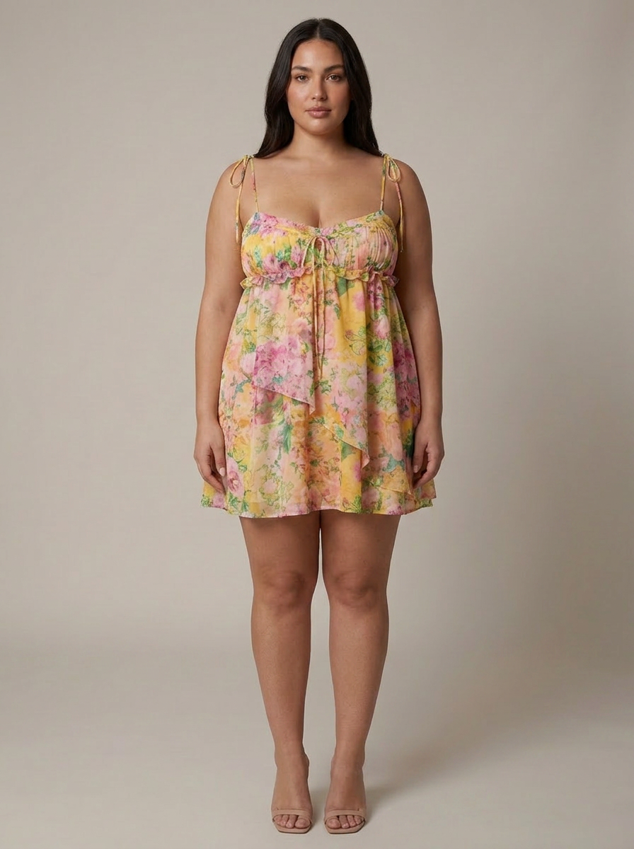 Floral Mini Dress - Plus size model