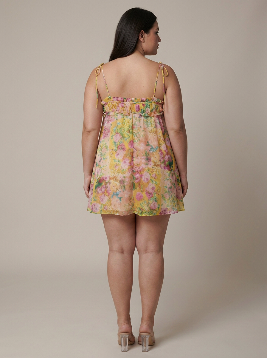 Floral Mini Dress - Plus size model