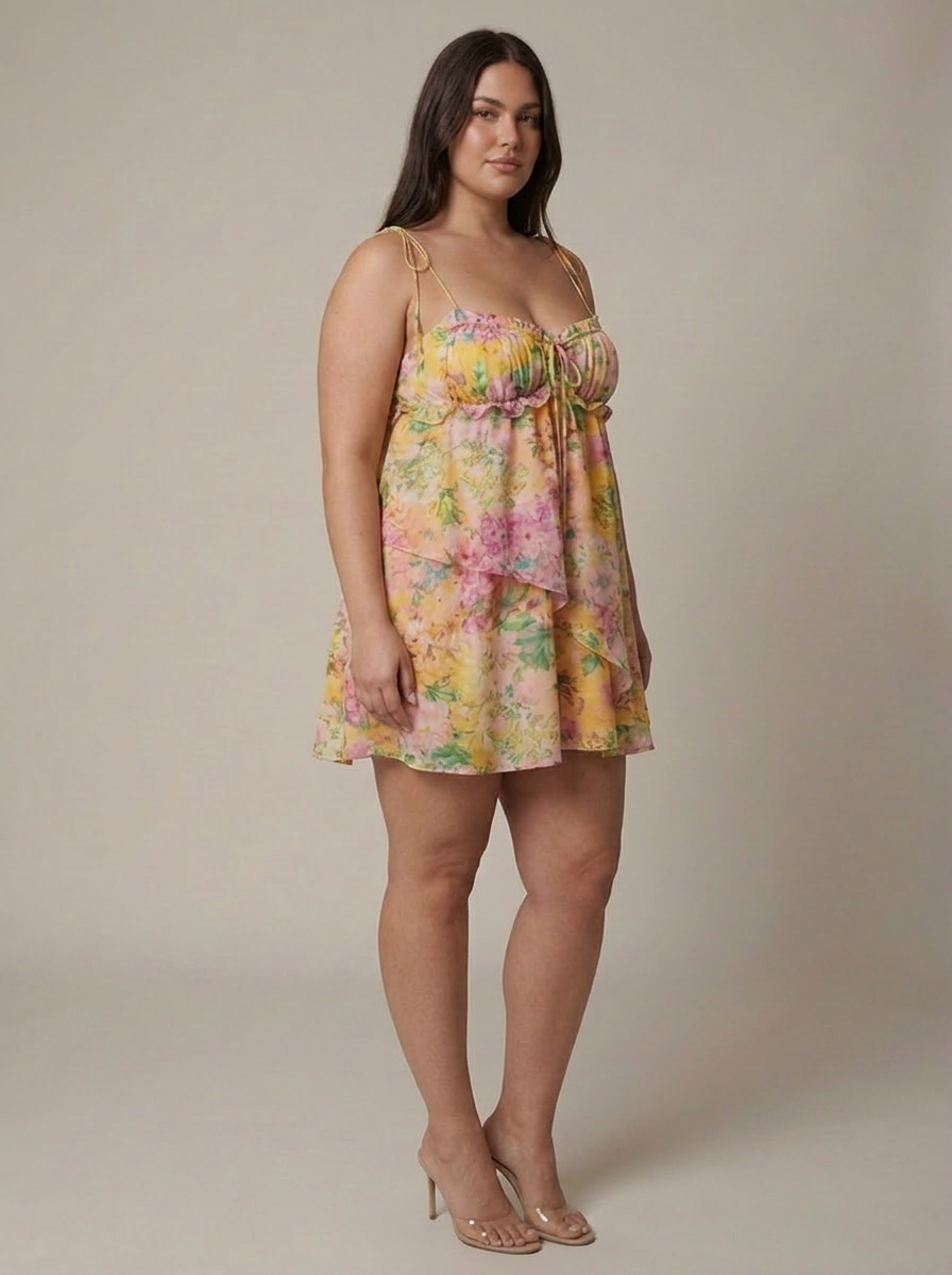 Floral Mini Dress - Plus size model