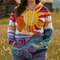 Helora | Sunburst Print Hoodie - Plus size model