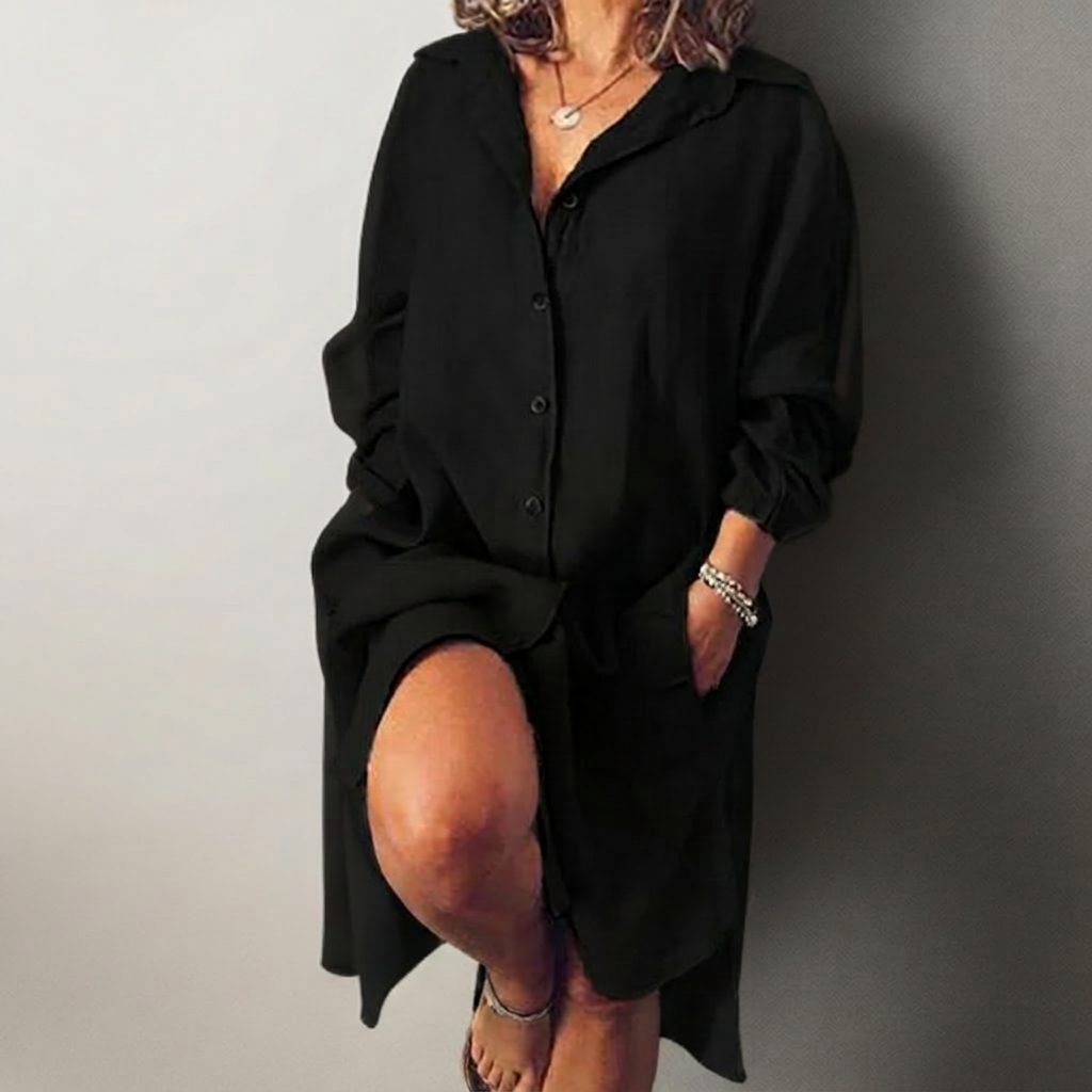 Nielle┃ midi dress in cotton and linen - Plus size model
