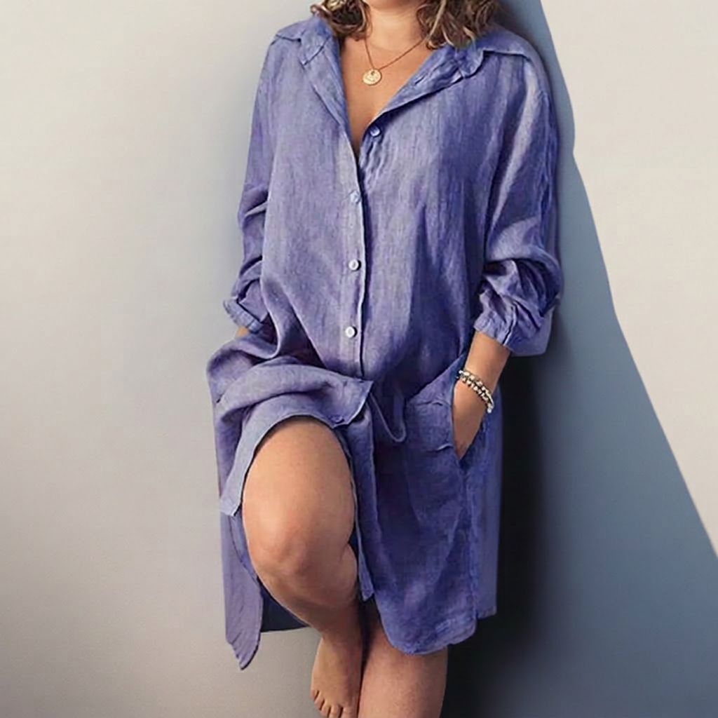Nielle┃ midi dress in cotton and linen - Plus size model