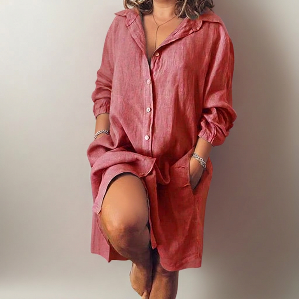 Nielle┃ midi dress in cotton and linen - Plus size model