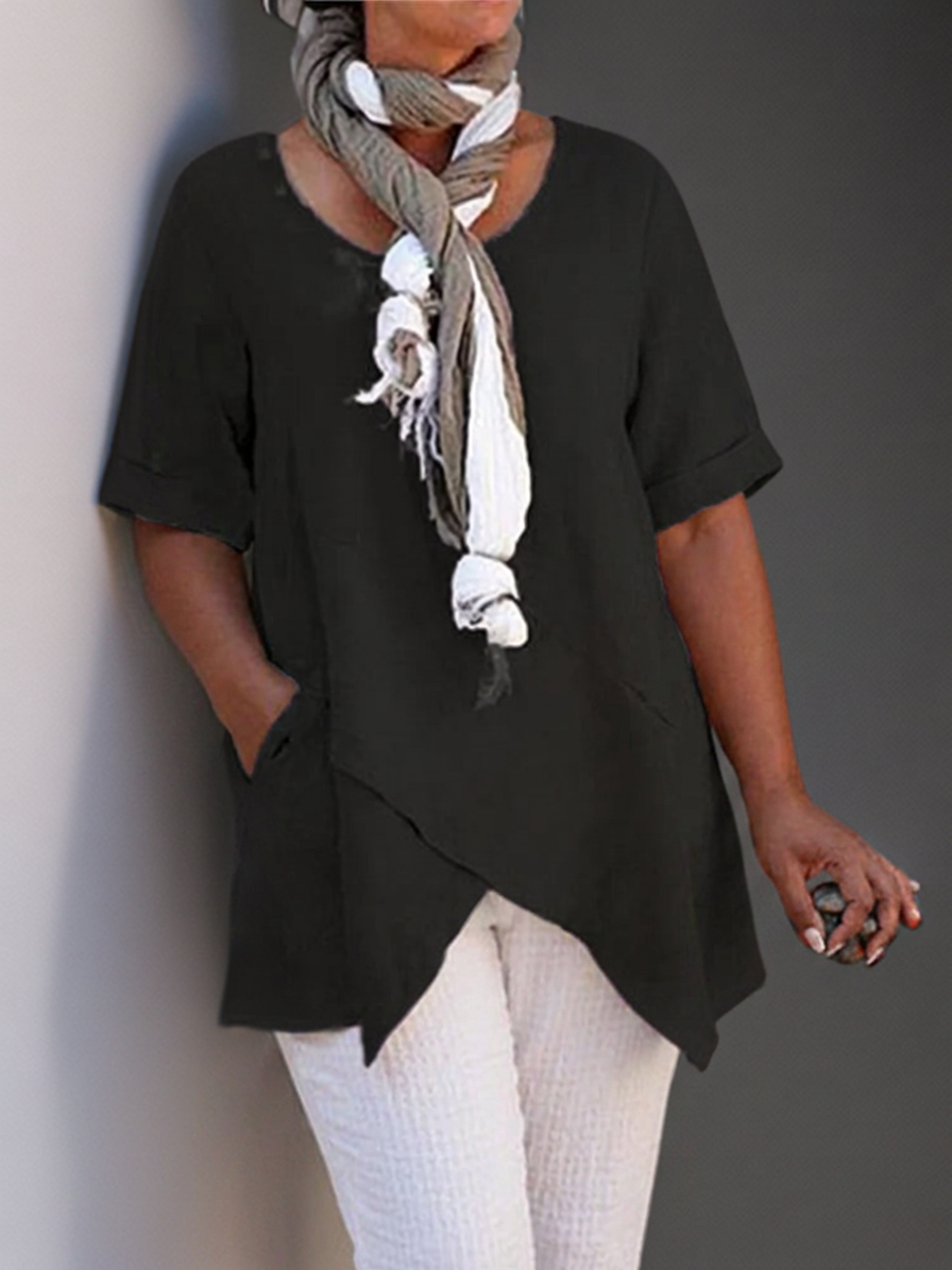 Maggie┃Casual A-Shape Wrap Tunic - Plus size model