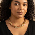 Three Layer Gold Necklace | Gold - Plus size model