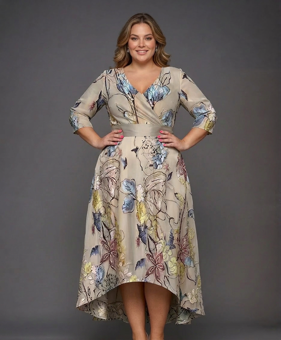 Ysa | Chic Dress with Floral Print - Plus size model
