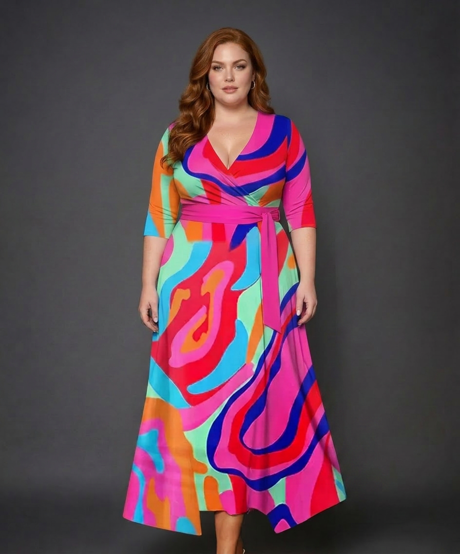 Ysa | Chic Dress with Floral Print - Plus size model