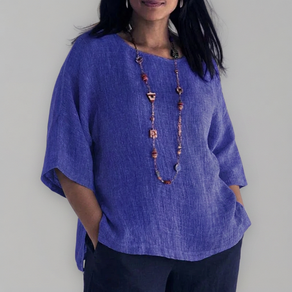 Marian | T-shirt with round neck and 3/4 sleeves - Plus size model
