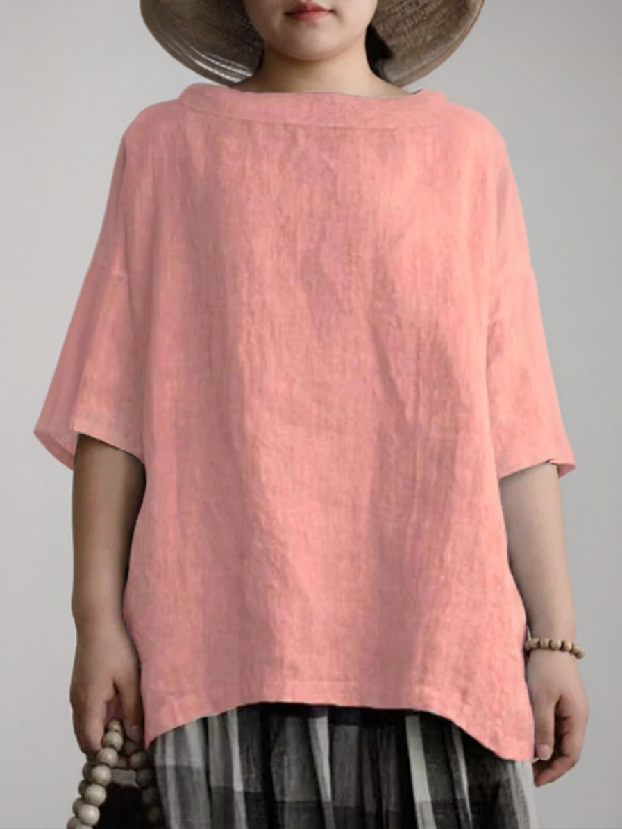 Viktoria┃Oversized vintage tunic with boat neck - Plus size model