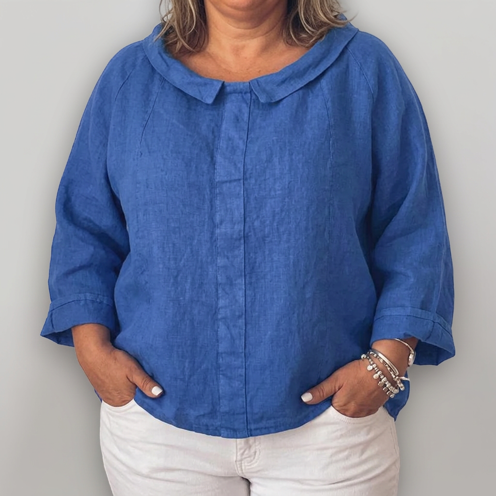 Kadia | Loose-fitting blouse with long sleeves - Plus size model