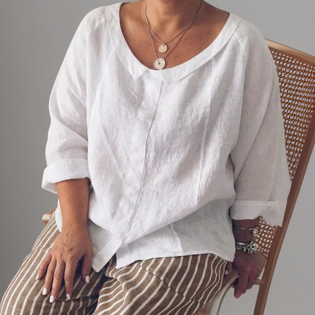 Kadia | Loose-fitting blouse with long sleeves - Plus size model