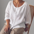 Kadia | Loose-fitting blouse with long sleeves - Plus size model