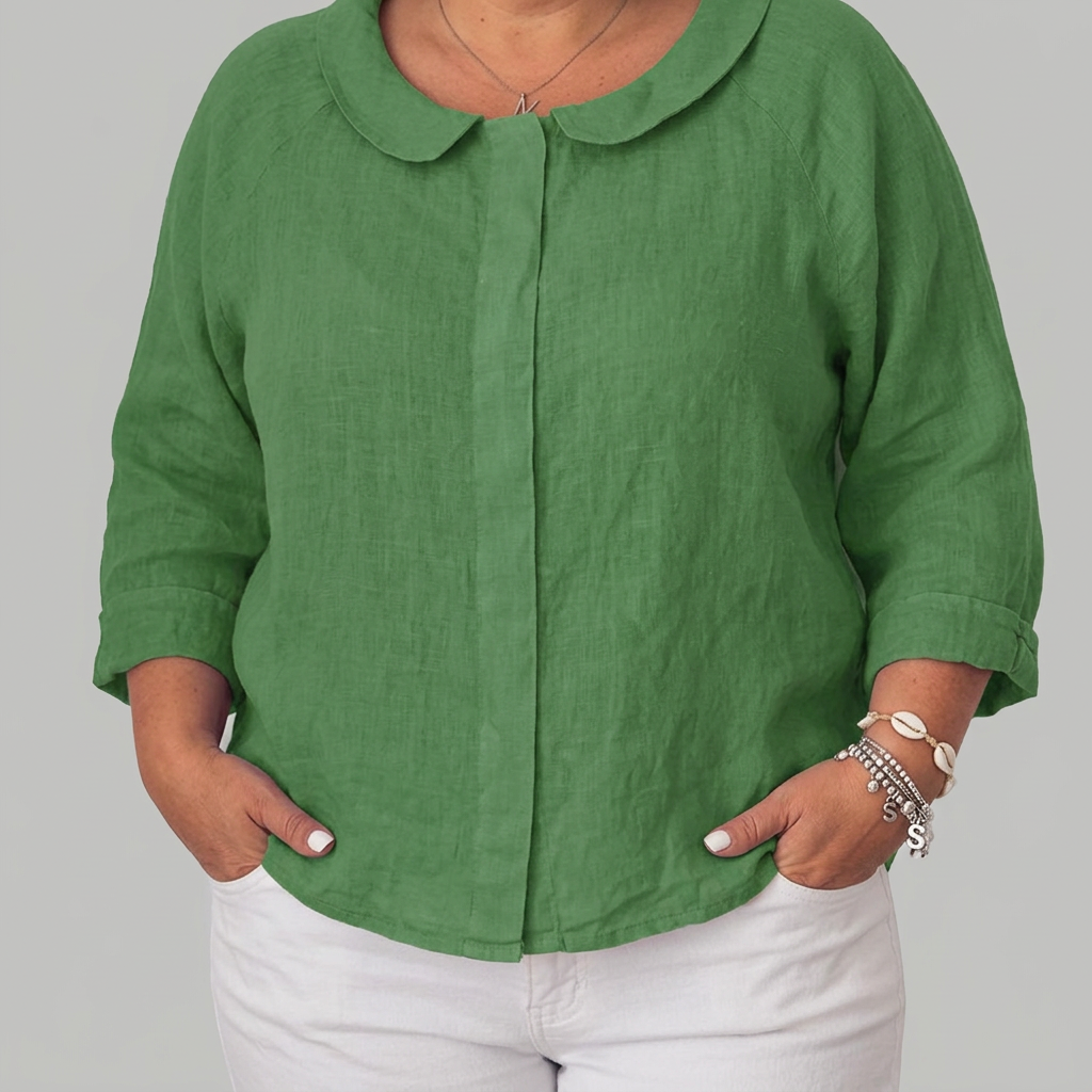 Kadia | Loose-fitting blouse with long sleeves - Plus size model